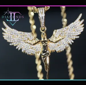 Angel Pendants | Gold Diamond Angel Pendant | Angel Necklace | Winged Goddess Pendant