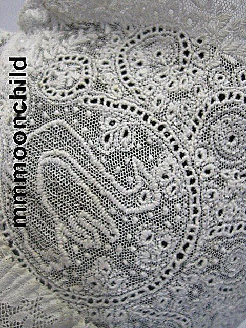 Antique lace day cap hat embroidered net Victorian era