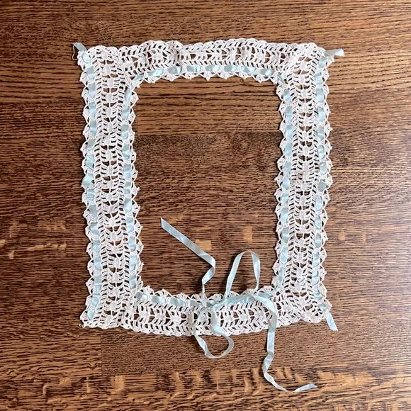 Antique Lace Trim with Ribbon, Salvaged Fabric Remnant Part
