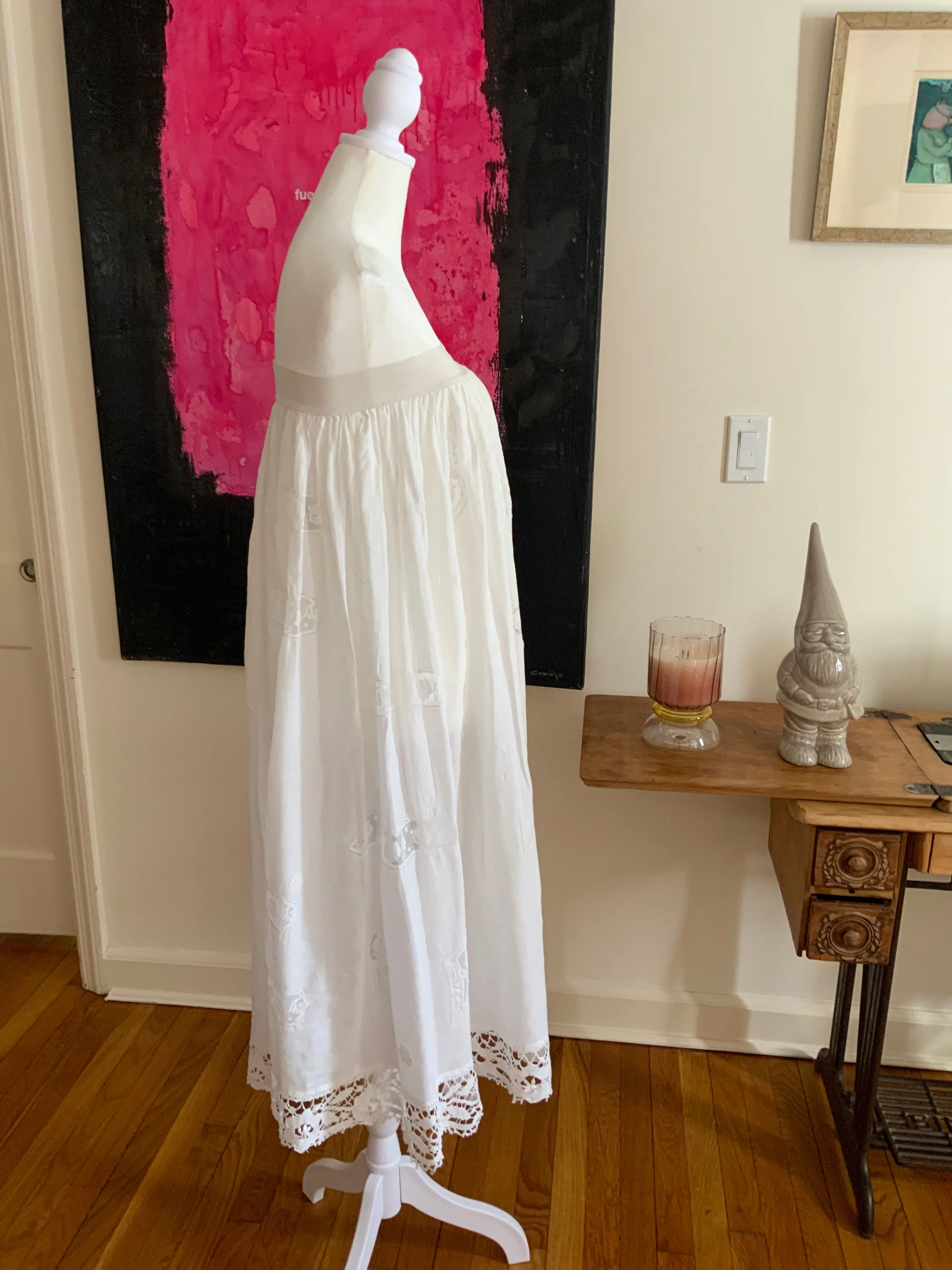 Antique Petticoat- Fillet Lace - 1900s - ED14