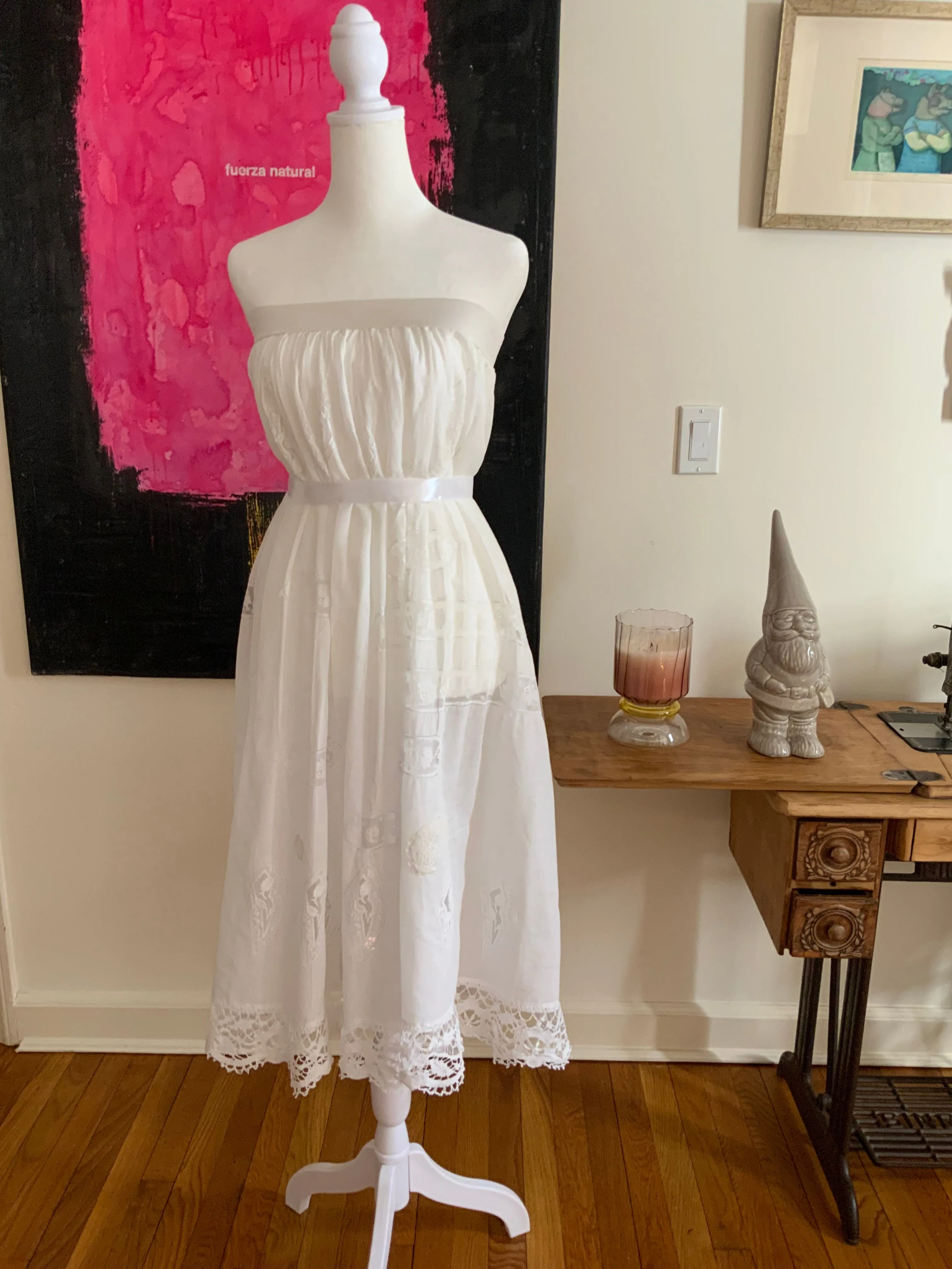 Antique Petticoat- Fillet Lace - 1900s - ED14