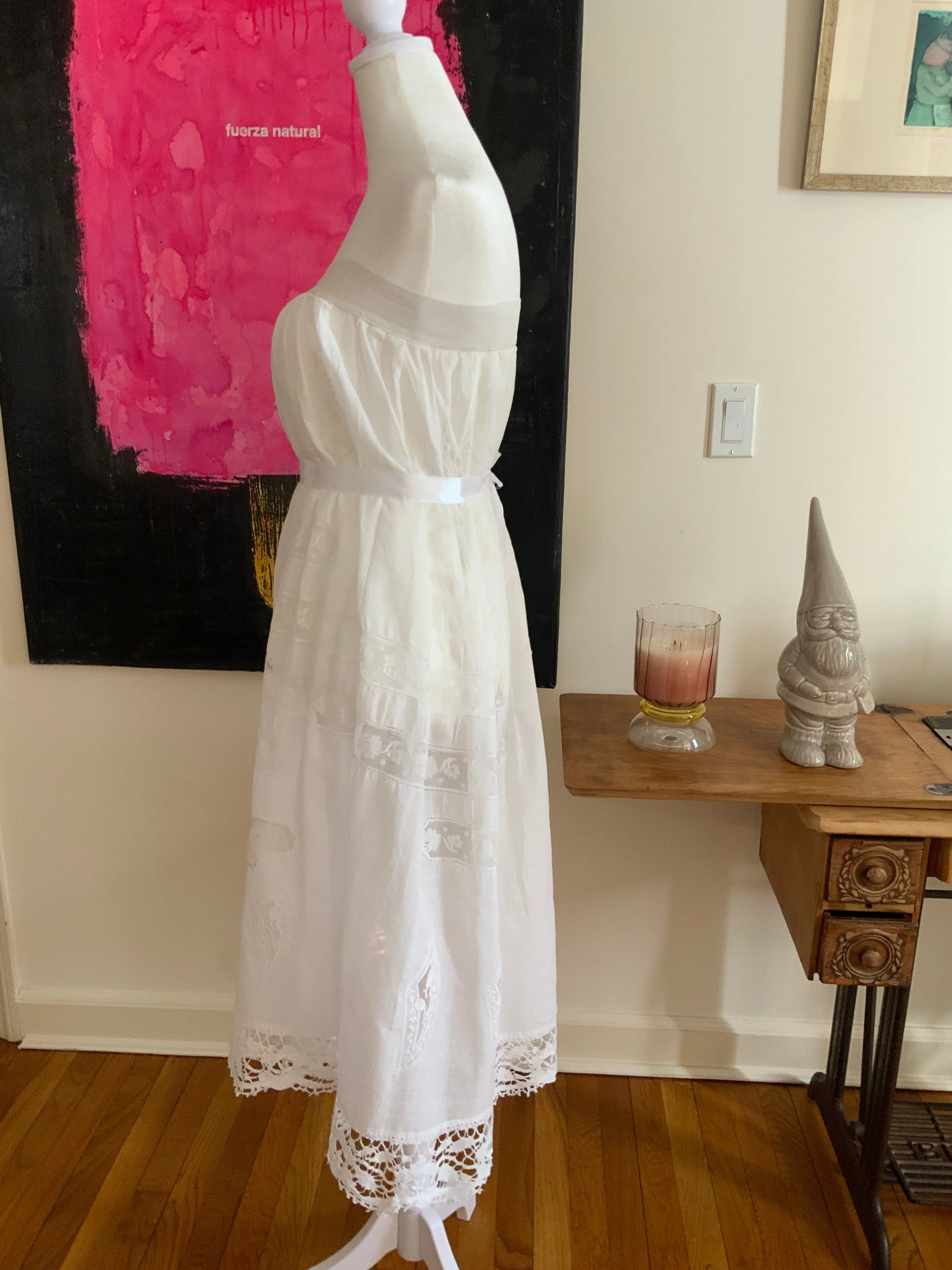 Antique Petticoat- Fillet Lace - 1900s - ED14
