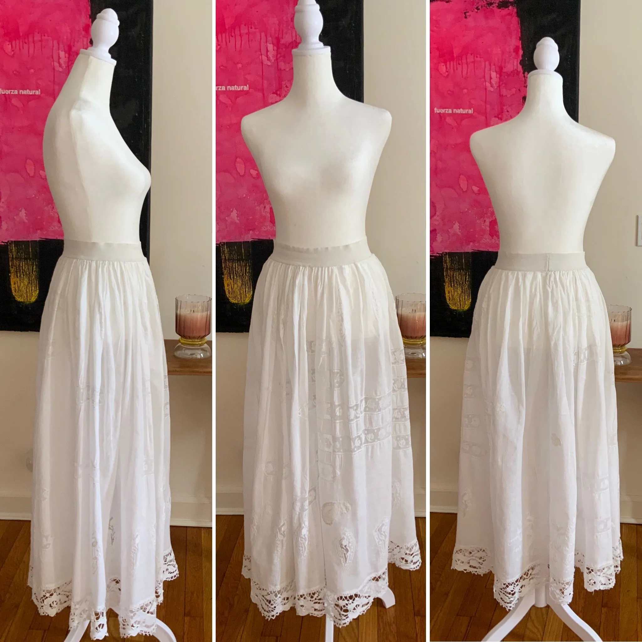Antique Petticoat- Fillet Lace - 1900s - ED14