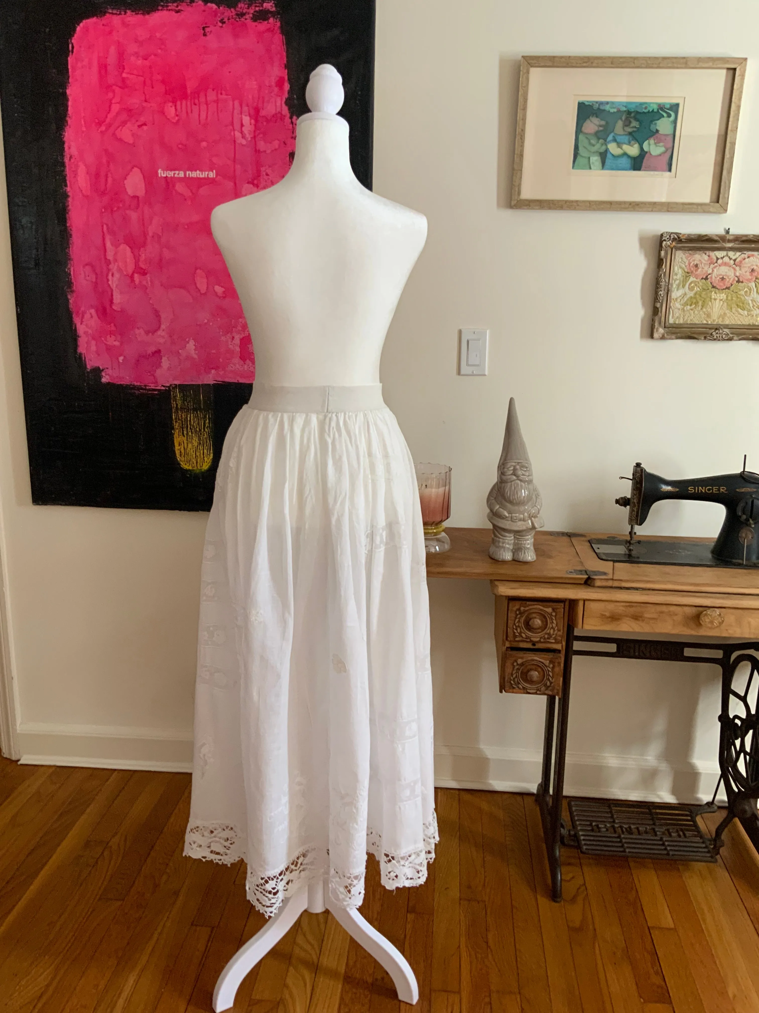 Antique Petticoat- Fillet Lace - 1900s - ED14