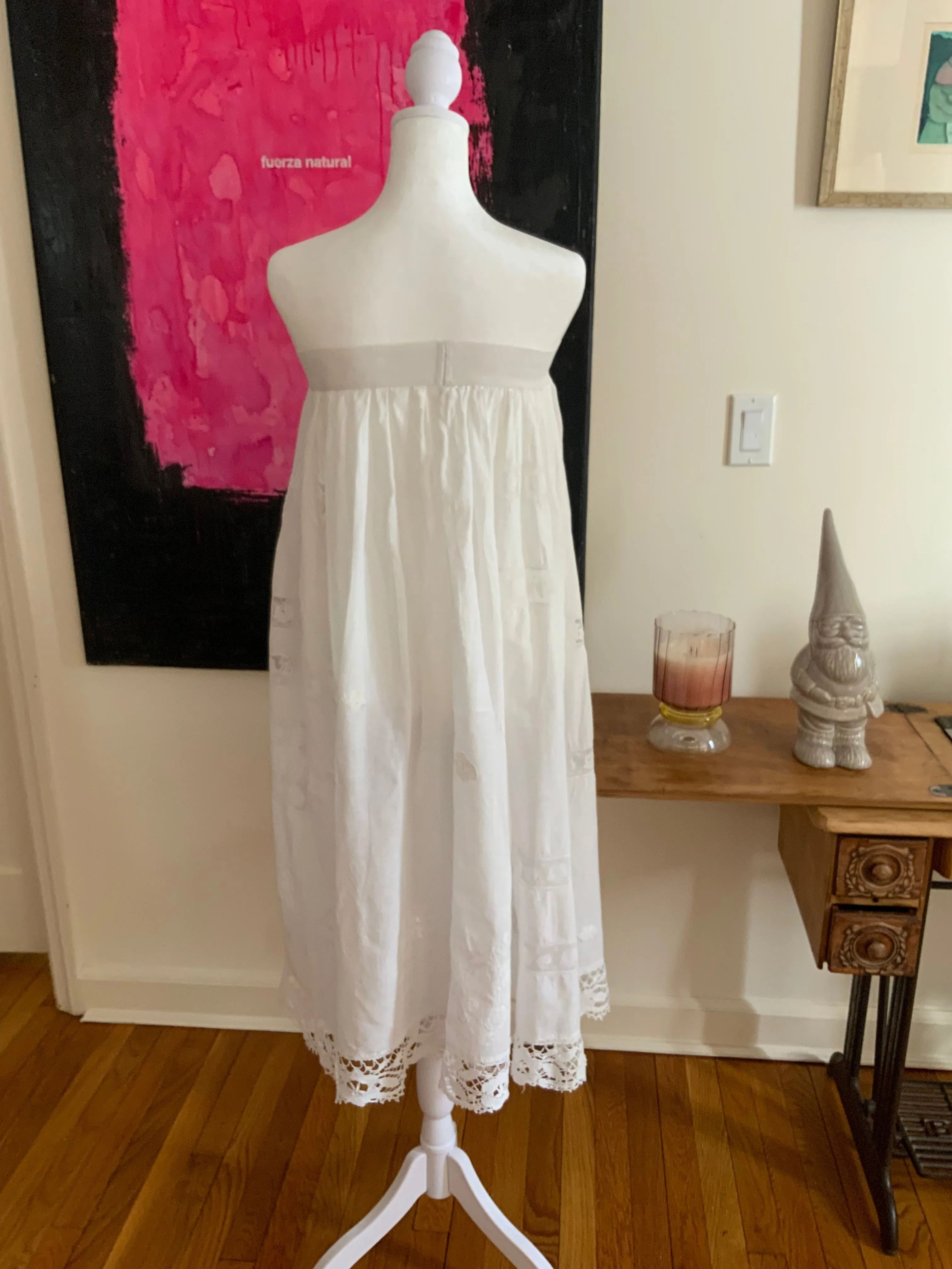 Antique Petticoat- Fillet Lace - 1900s - ED14