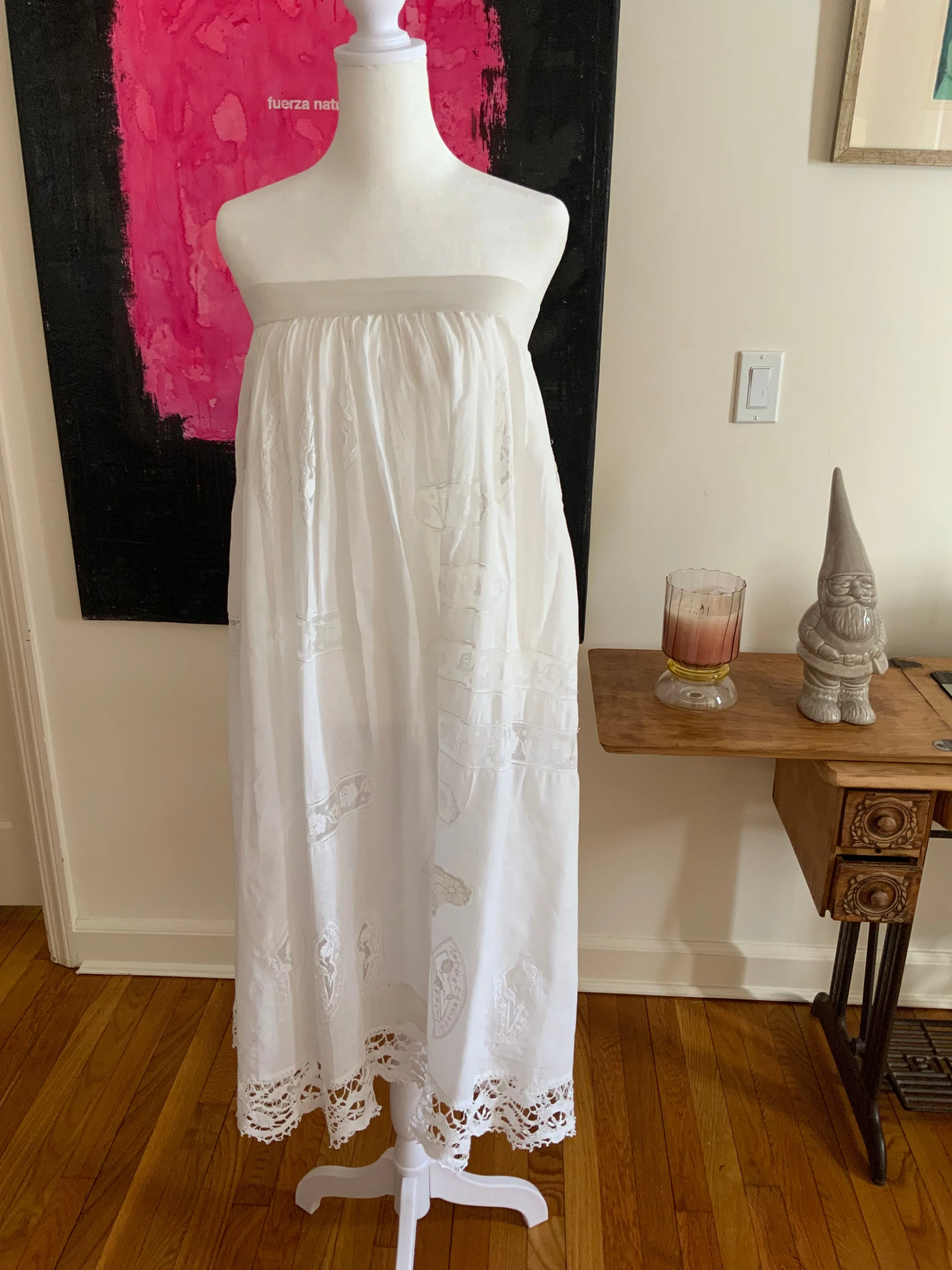 Antique Petticoat- Fillet Lace - 1900s - ED14