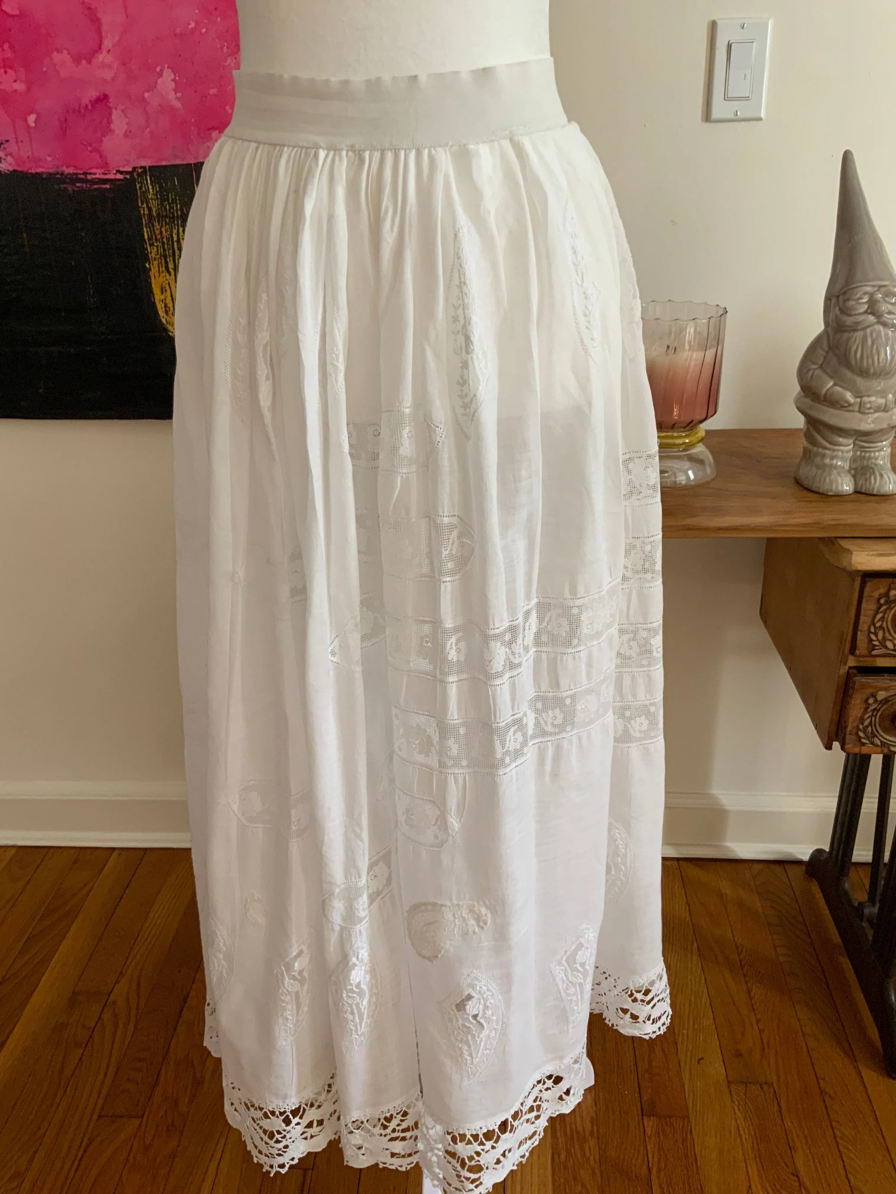 Antique Petticoat- Fillet Lace - 1900s - ED14