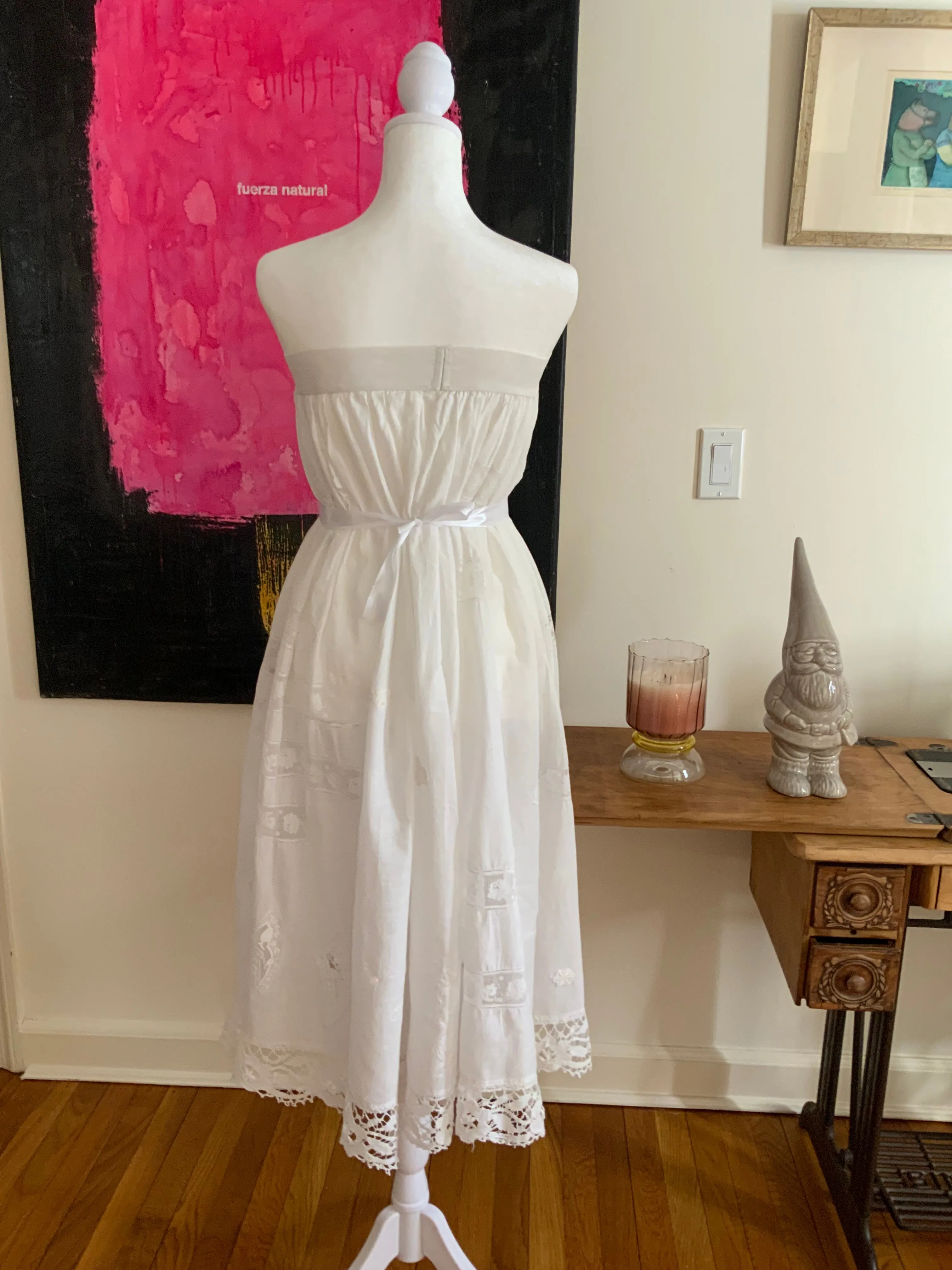 Antique Petticoat- Fillet Lace - 1900s - ED14
