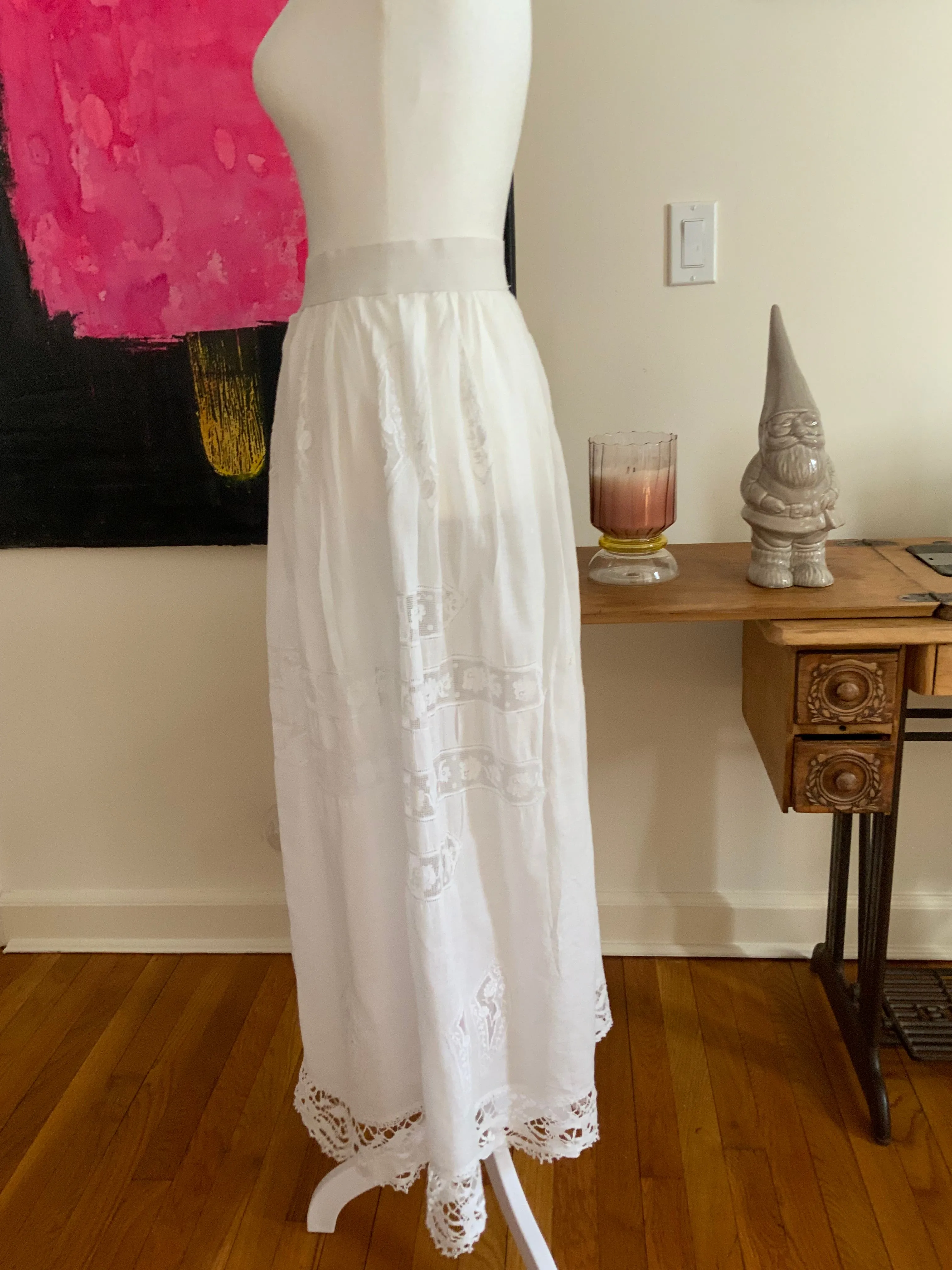 Antique Petticoat- Fillet Lace - 1900s - ED14