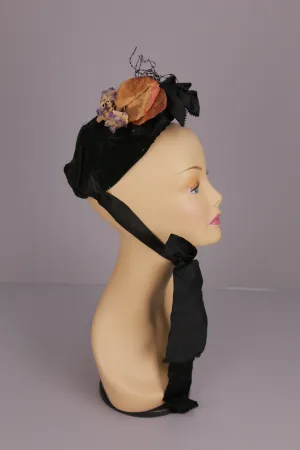 Antique Victorian 1880s velvet bonnet