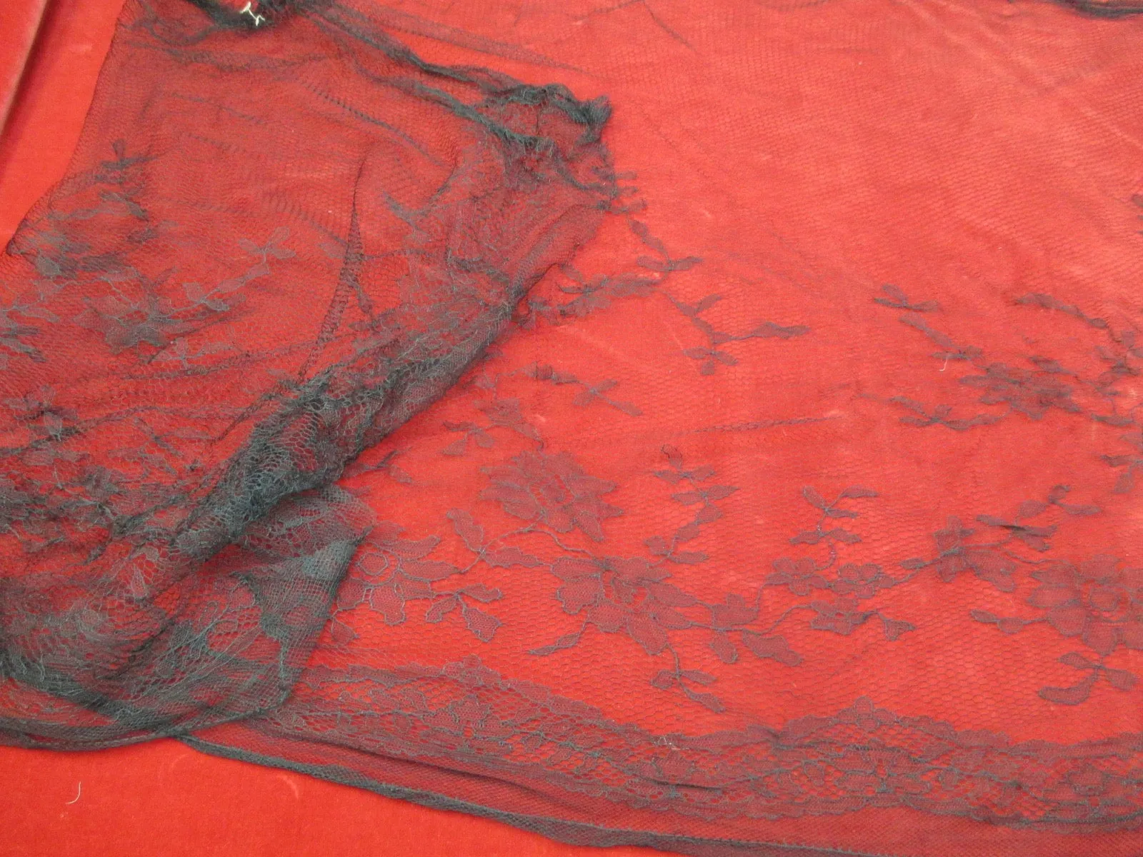 Antique Victorian Black lace Bonnet Veil
