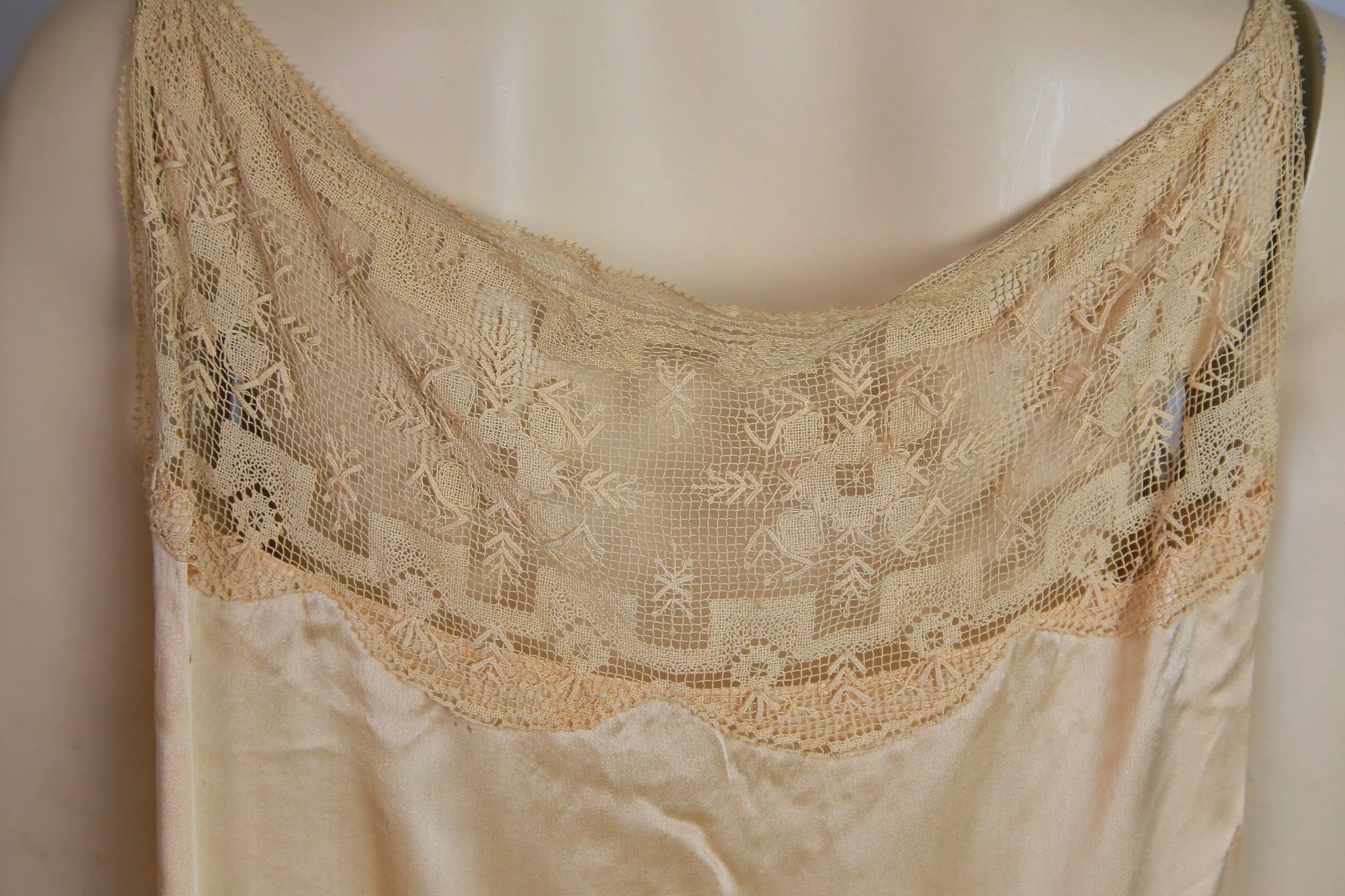 Antique Victorian chemise corset cover silk and lace