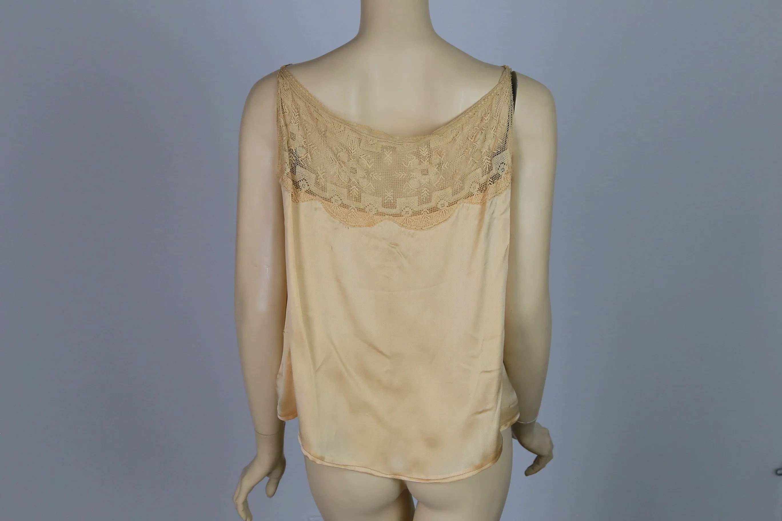 Antique Victorian chemise corset cover silk and lace
