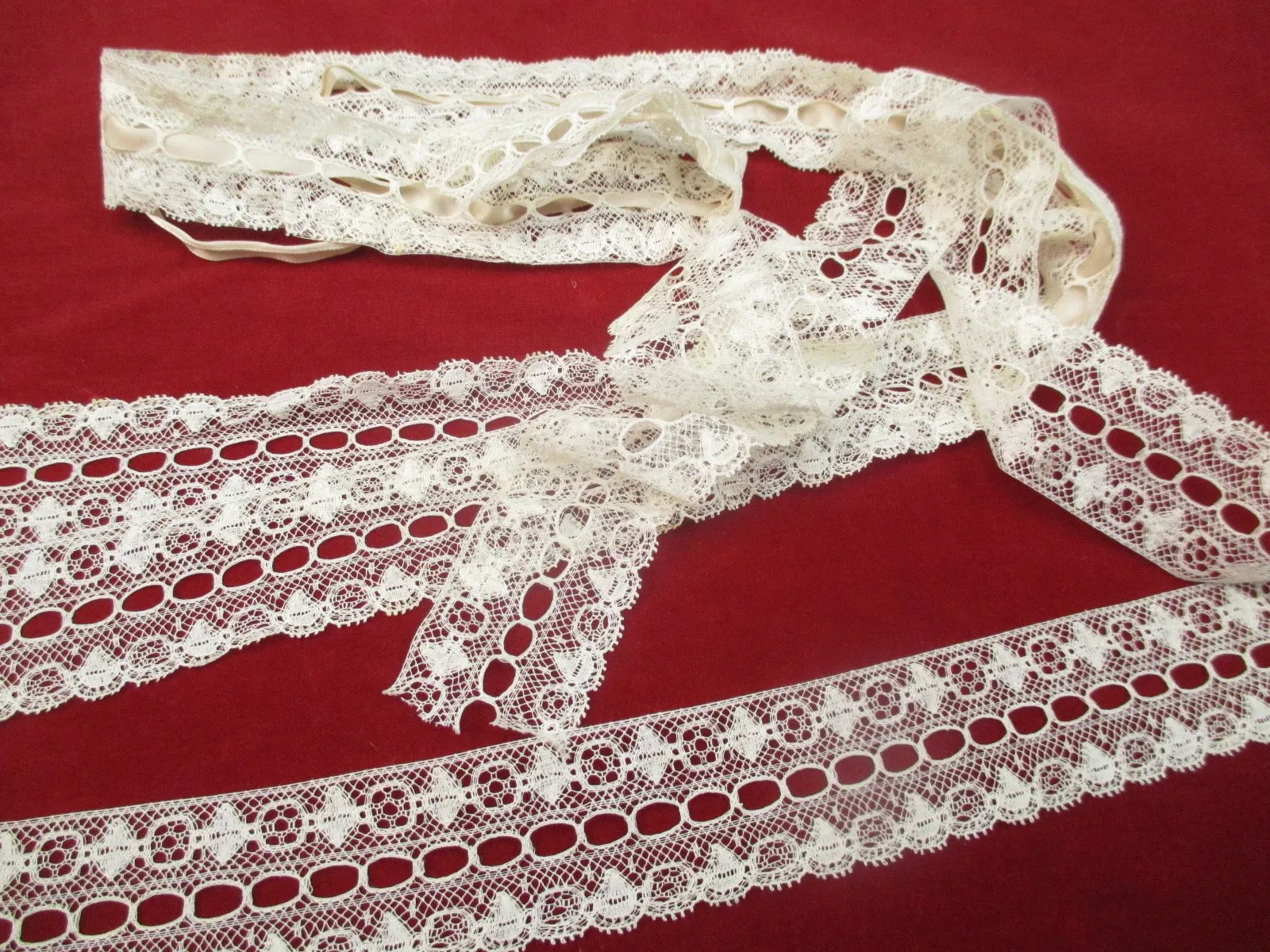 Antique Victorian Cotton Lace beading trim