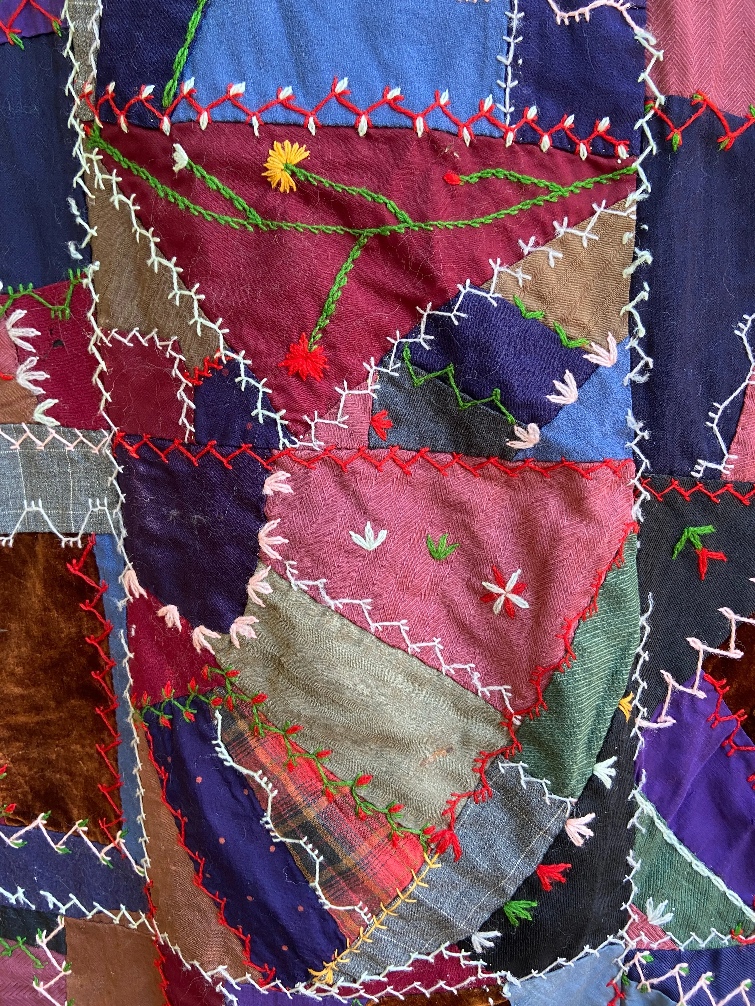 Antique Victorian Crazy Quilt Top