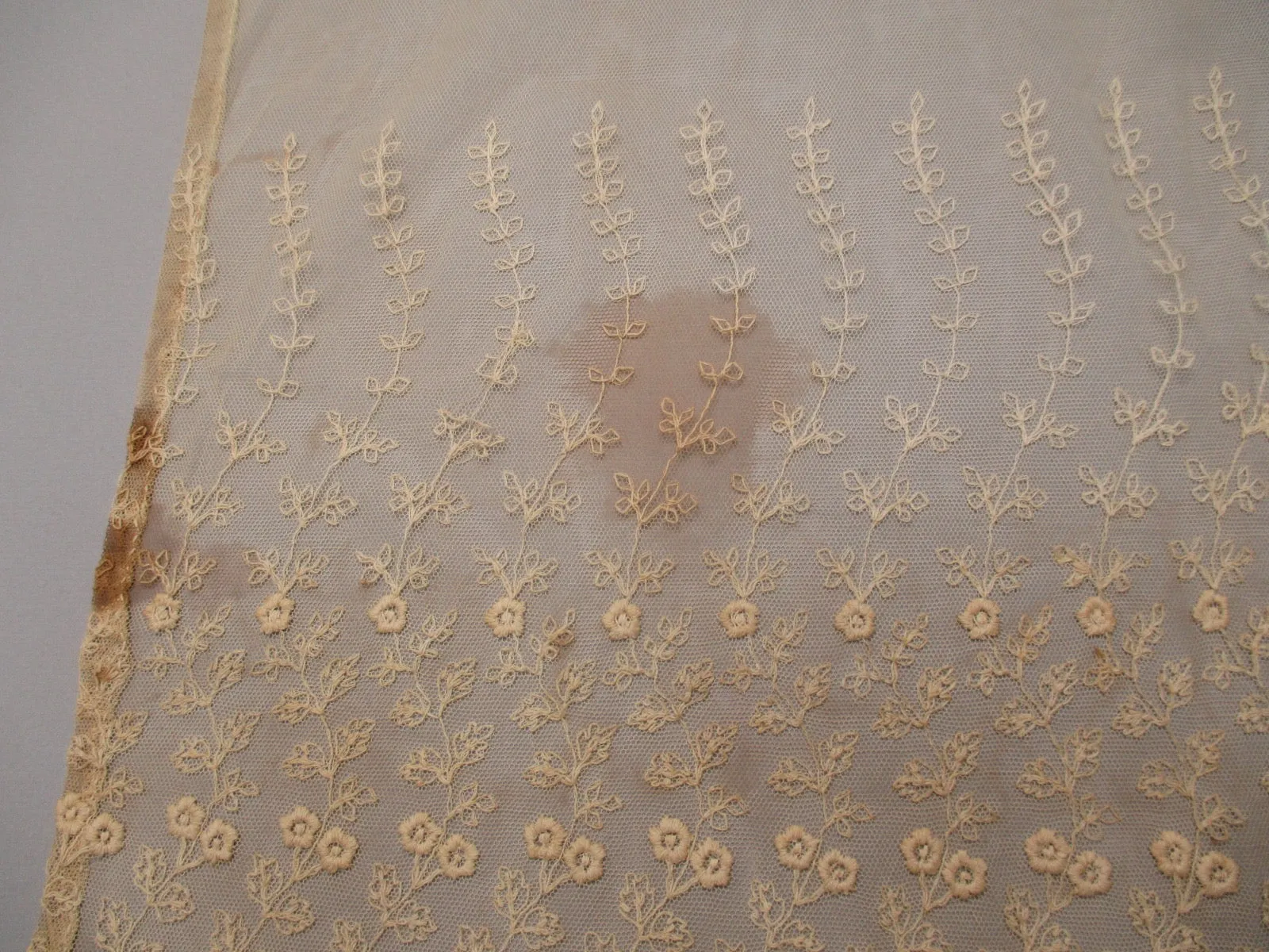 Antique Victorian edge lace  embroidered net
