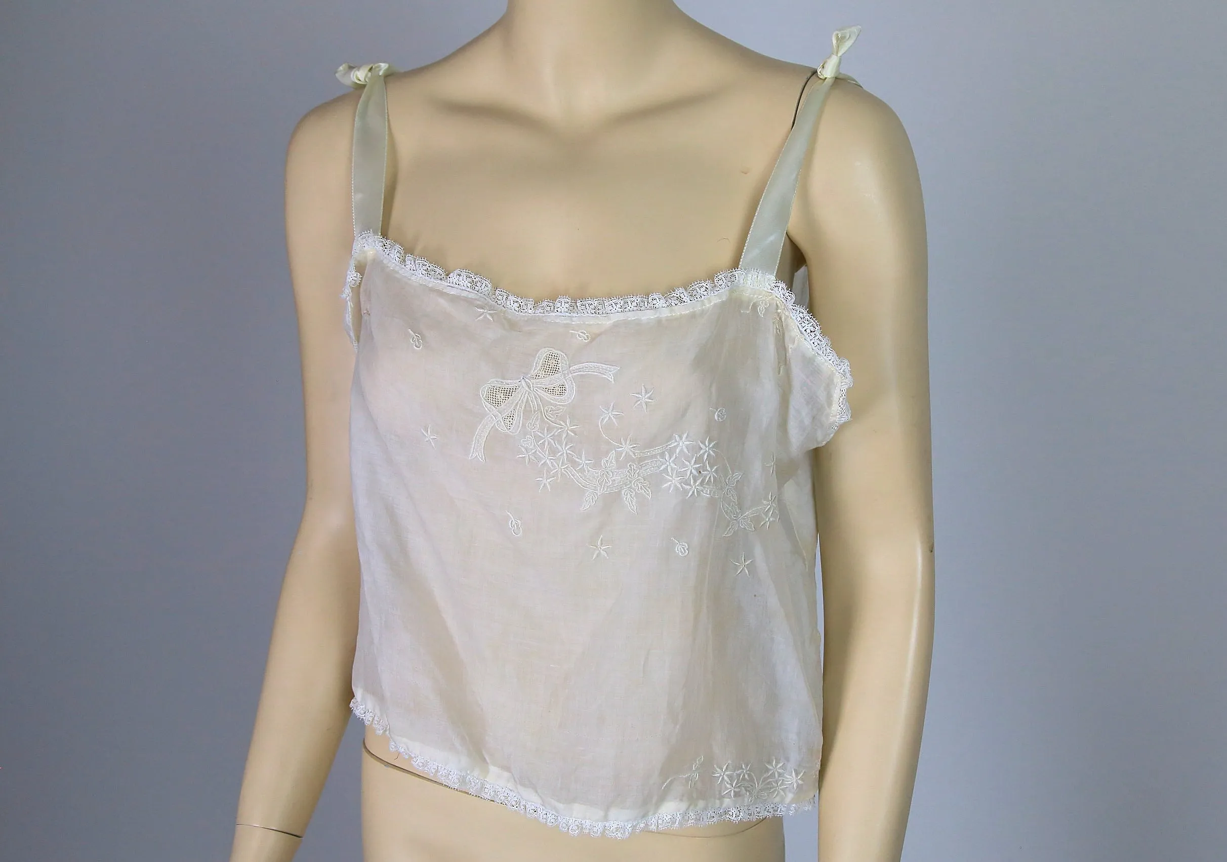 Antique Victorian embroidered chemise corset cover