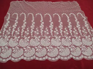 Antique Victorian Embroidered net bonnet veil