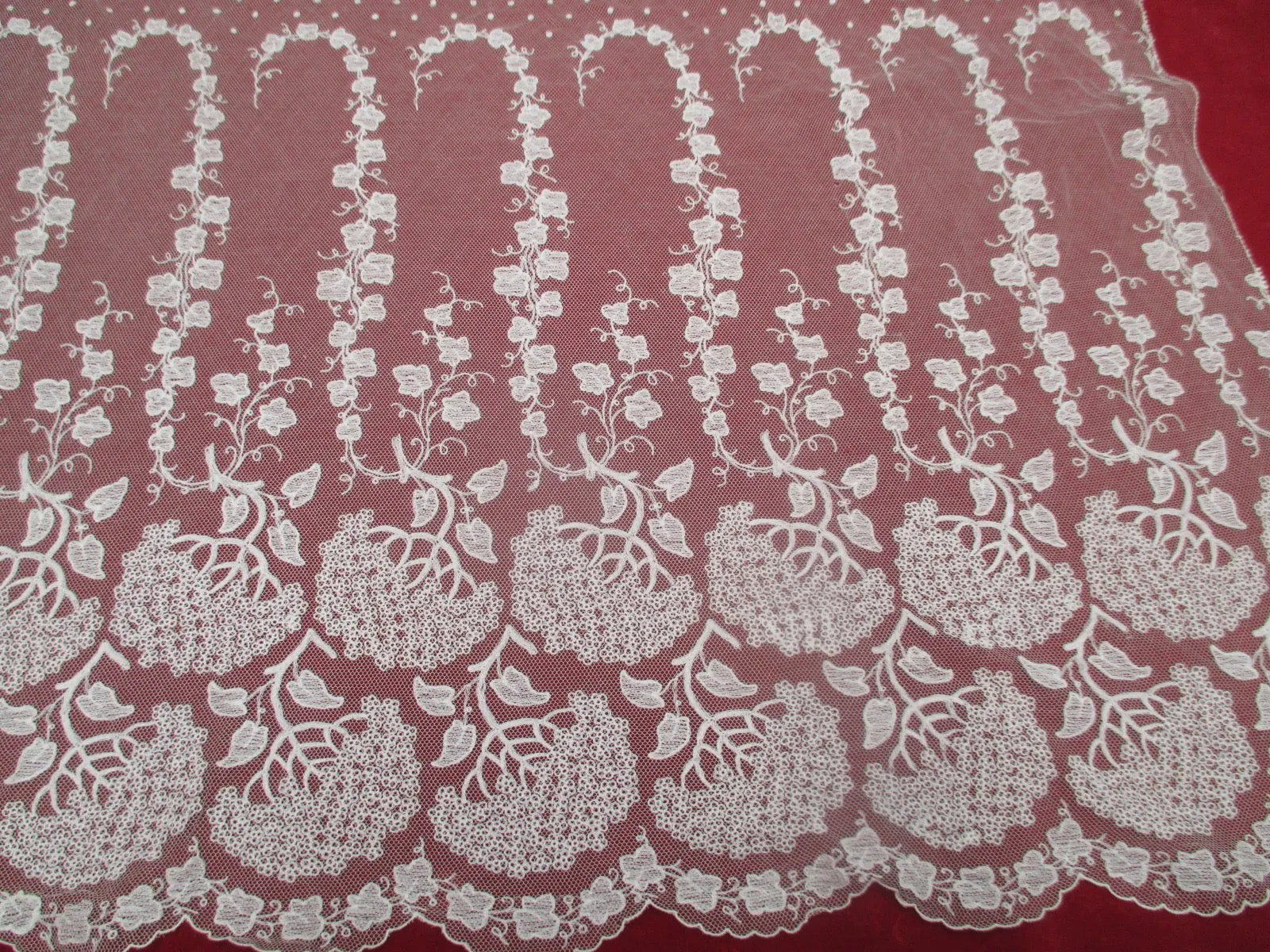 Antique Victorian Embroidered net bonnet veil
