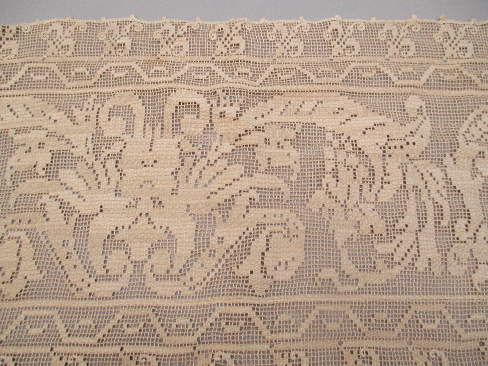 Antique Victorian Filet Lace Runner