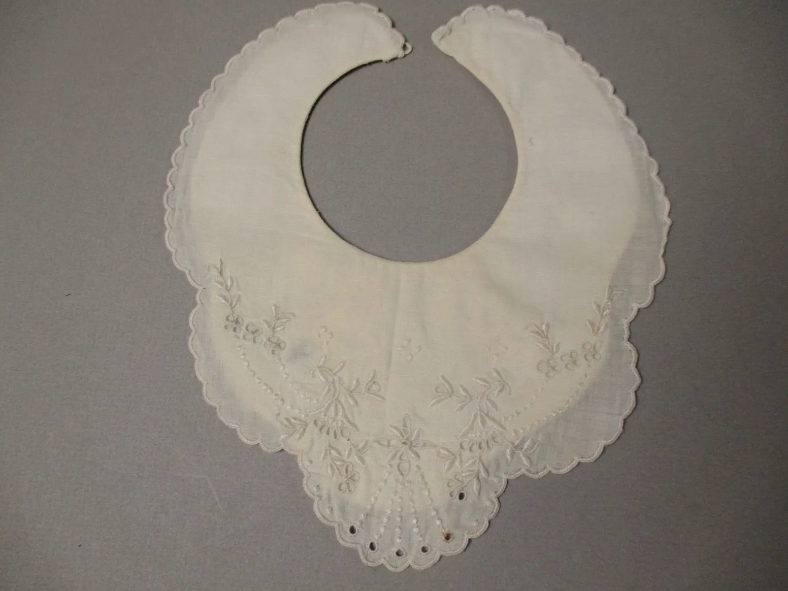 Antique Victorian Hand Embroidered floral doll or Baby Collar