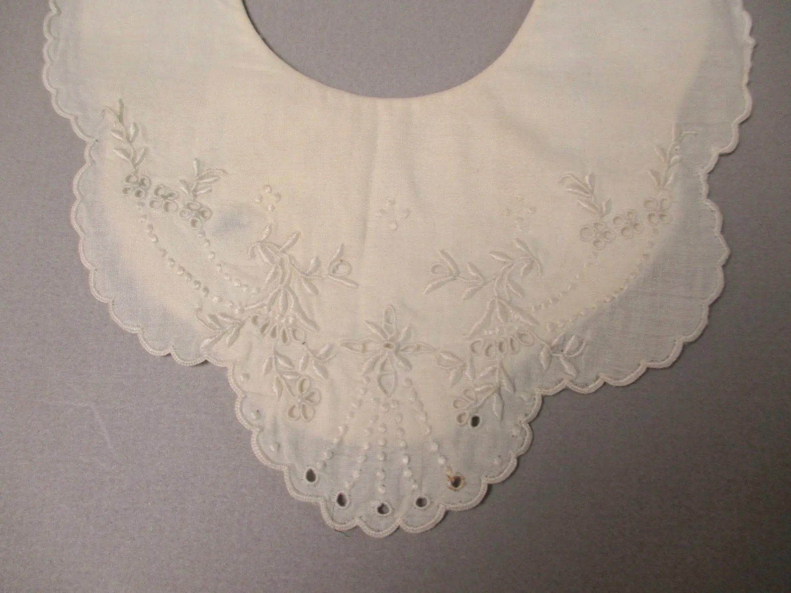 Antique Victorian Hand Embroidered floral doll or Baby Collar