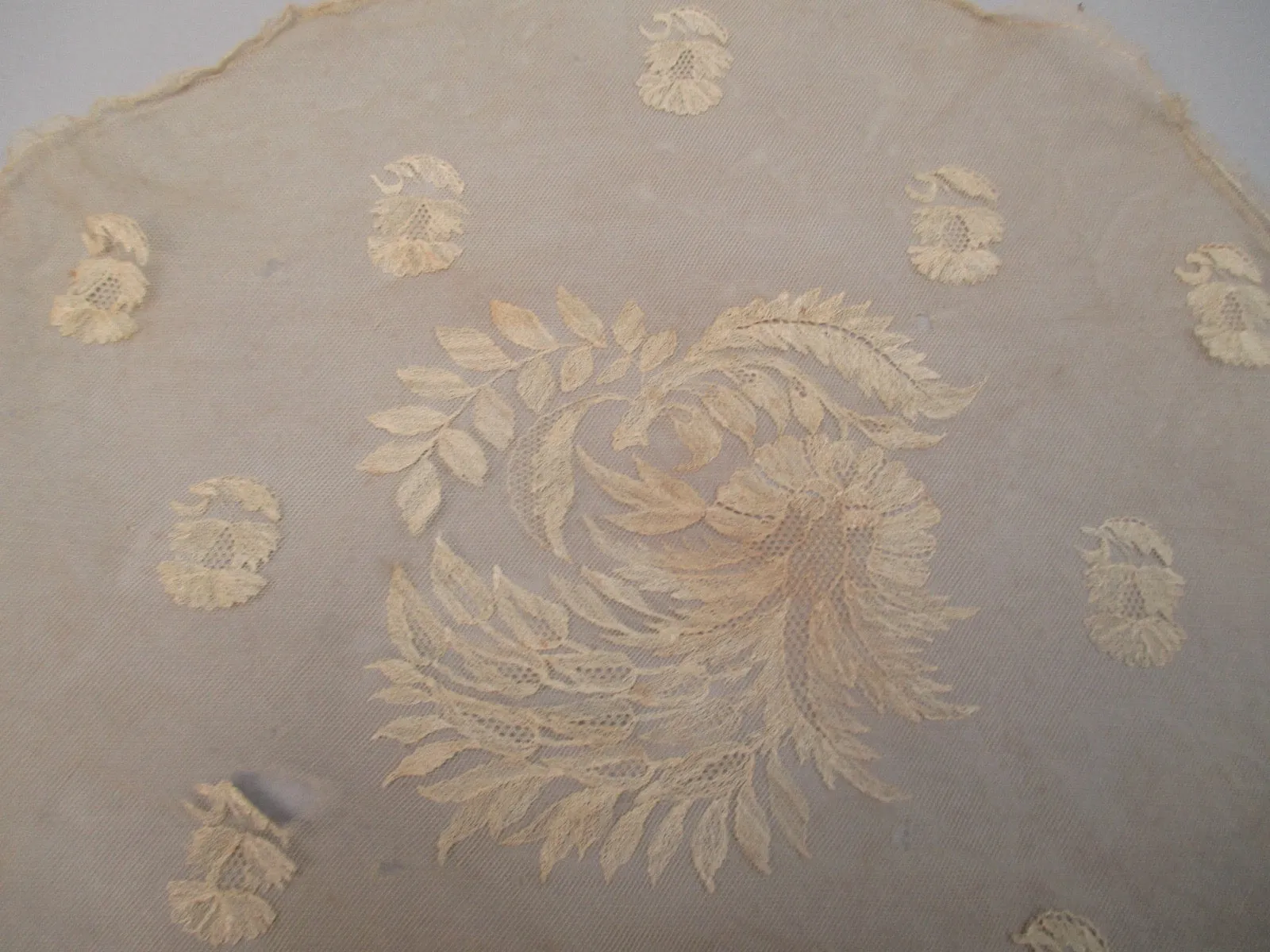 Antique Victorian net embroidered doily