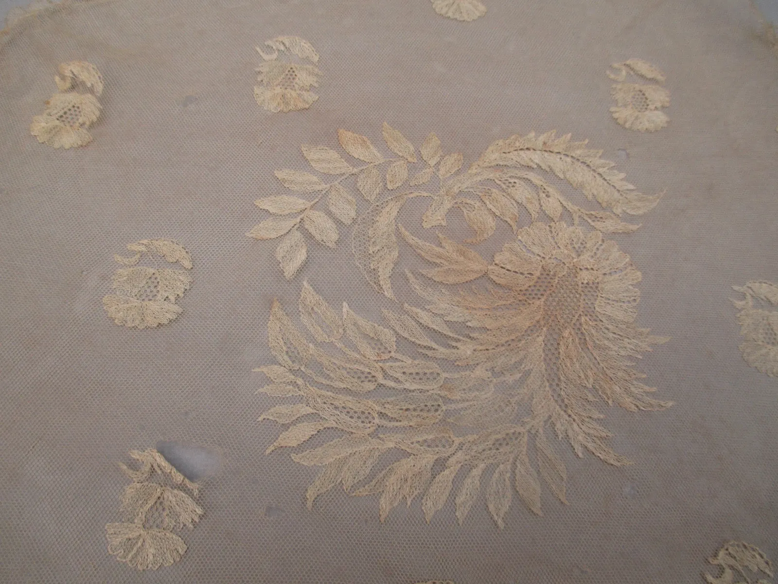 Antique Victorian net embroidered doily