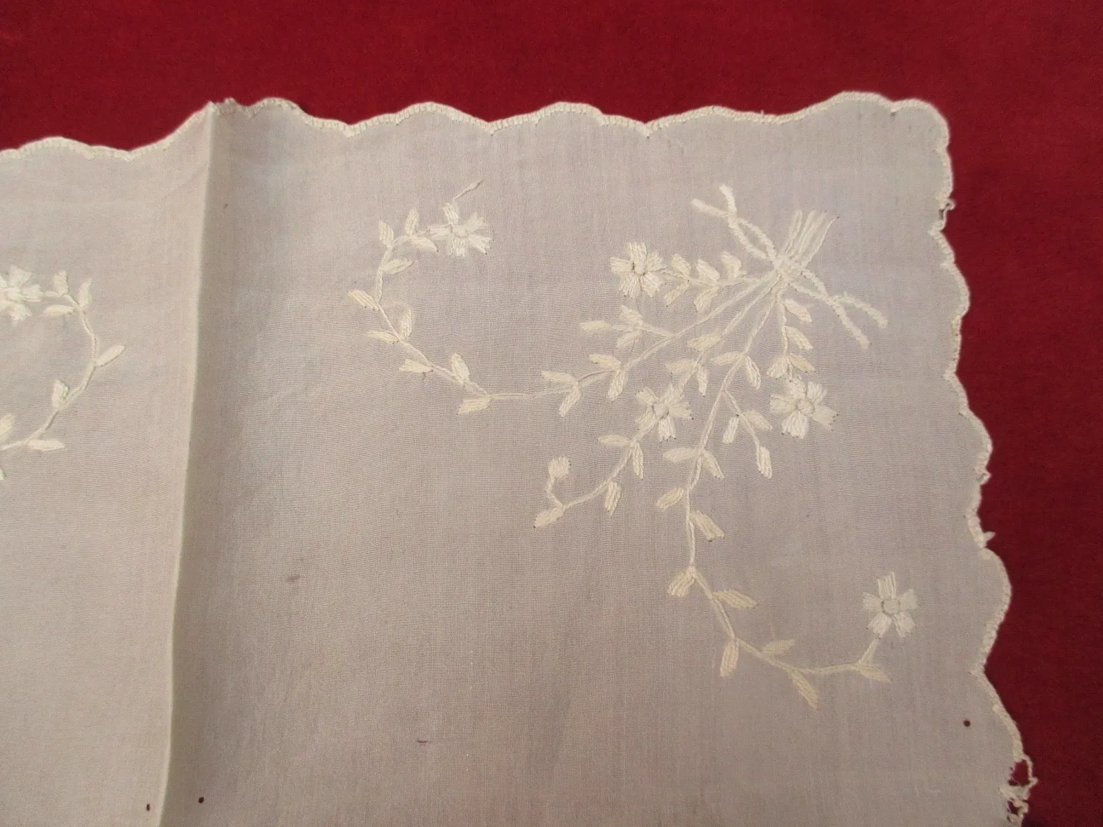 Antique Victorian Silk embroidered handkerchief