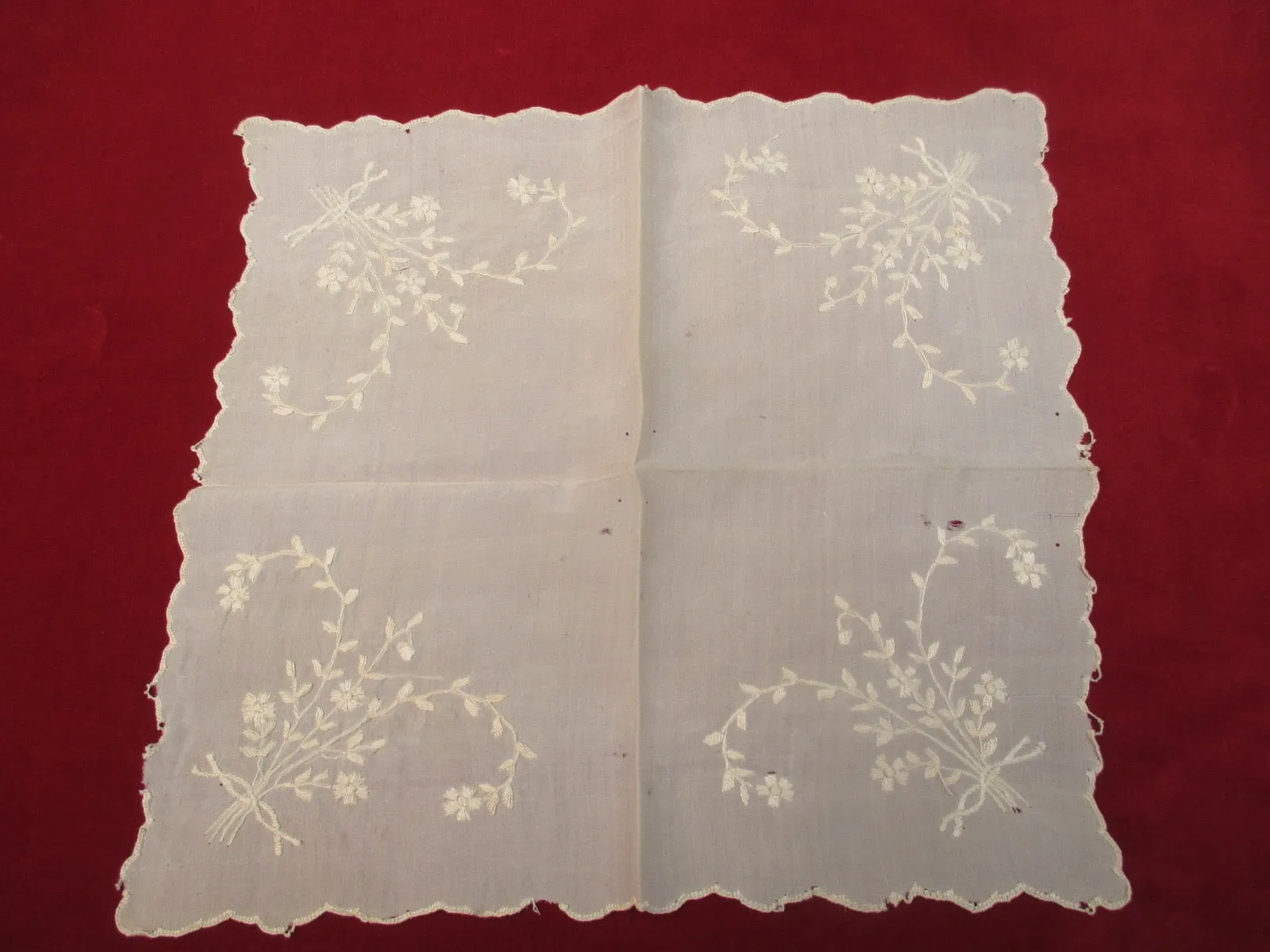 Antique Victorian Silk embroidered handkerchief