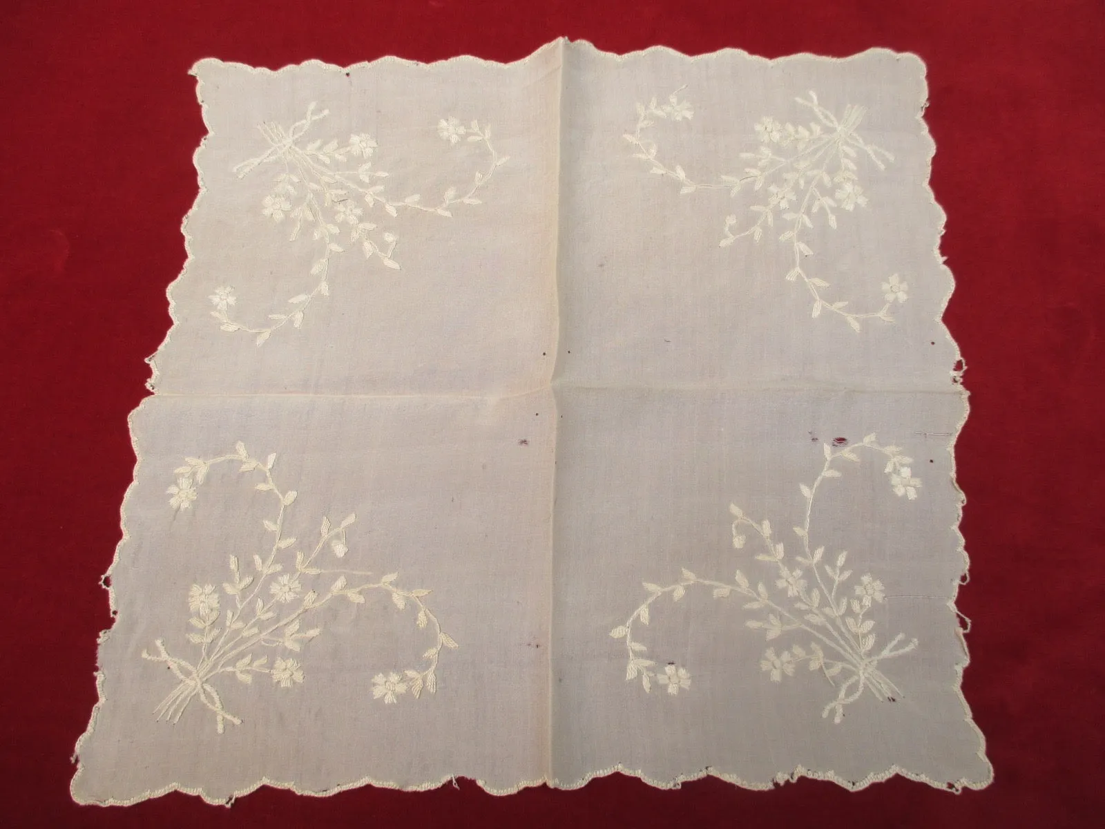 Antique Victorian Silk embroidered handkerchief