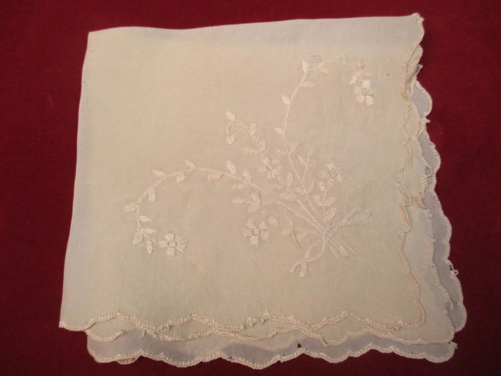 Antique Victorian Silk embroidered handkerchief