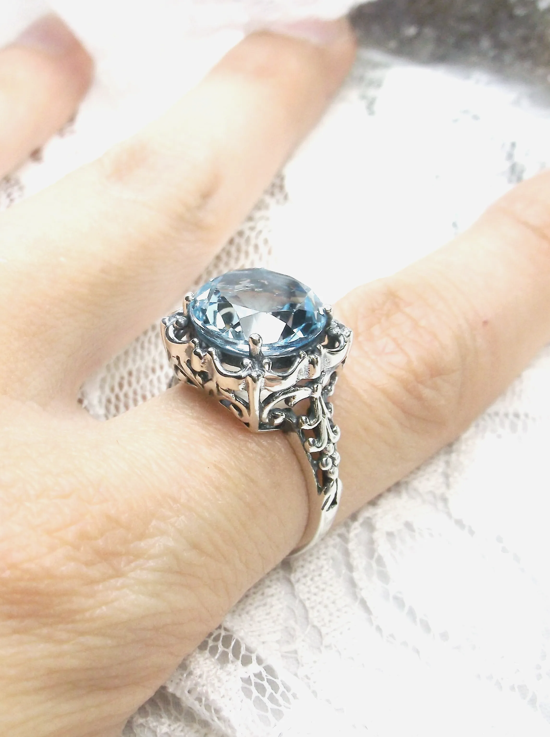 Aquamarine Victorian Ring #D103
