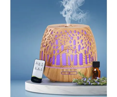 Aroma Diffuser Aromatherapy Humidifier Essential Oil Ultrasonic Cool Mist Wood Grain Remote Control 400ml