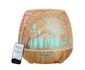 Aroma Diffuser Aromatherapy Humidifier Essential Oil Ultrasonic Cool Mist Wood Grain Remote Control 400ml