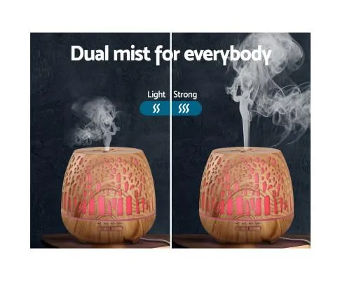 Aroma Diffuser Aromatherapy Humidifier Essential Oil Ultrasonic Cool Mist Wood Grain Remote Control 400ml
