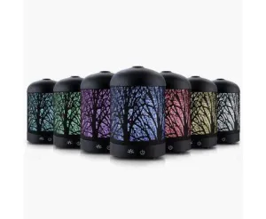 Aroma Diffuser Aromatherapy LED Night Light Iron Air Humidifier Black Forrest Pattern 100ml