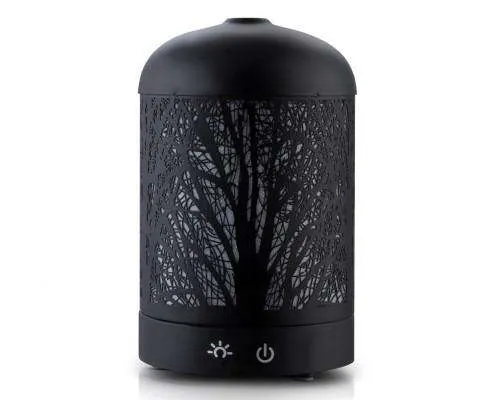 Aroma Diffuser Aromatherapy LED Night Light Iron Air Humidifier Black Forrest Pattern 100ml