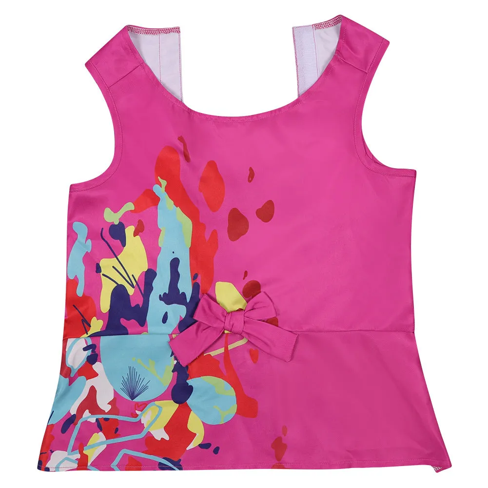Barbie 2023 Pet Dog Pink Graffiti Print Dress Cosplay Halloween Carnival