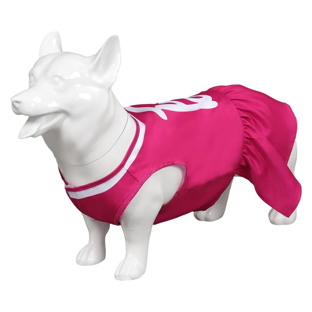 Barbie 2023 Pet Dog Rose Red Print Dress Cosplay Costume Halloween Carnival Suit