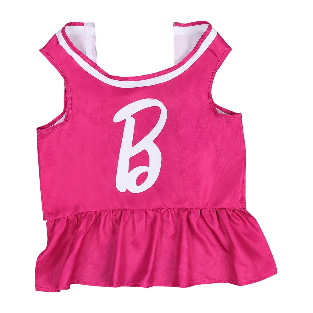Barbie 2023 Pet Dog Rose Red Print Dress Cosplay Costume Halloween Carnival Suit