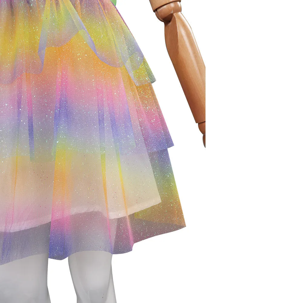 Barbie Margot Robbie Kids Children Print Dress Cosplay Costume Halloween Carnival Suit