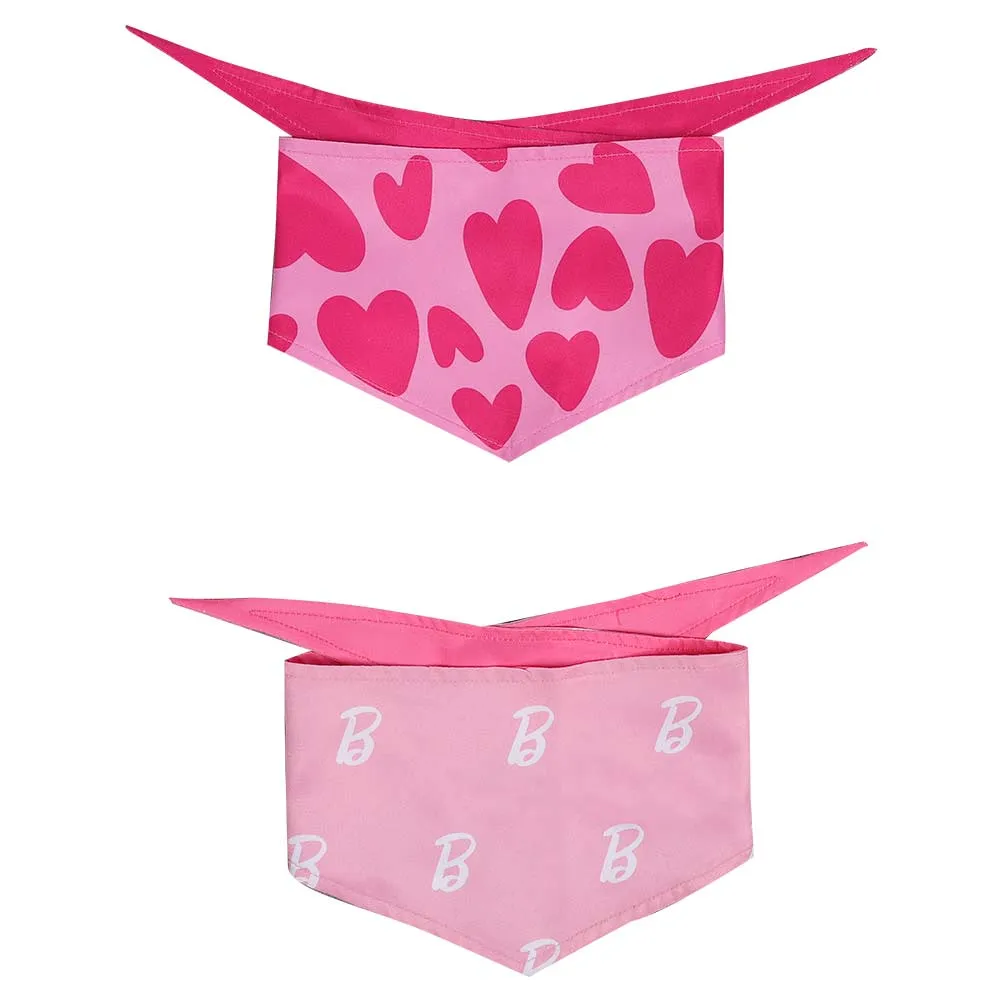 Barbie Pet Dog Pink Love Print Scarf Cosplay Costume Halloween Carnival Suit