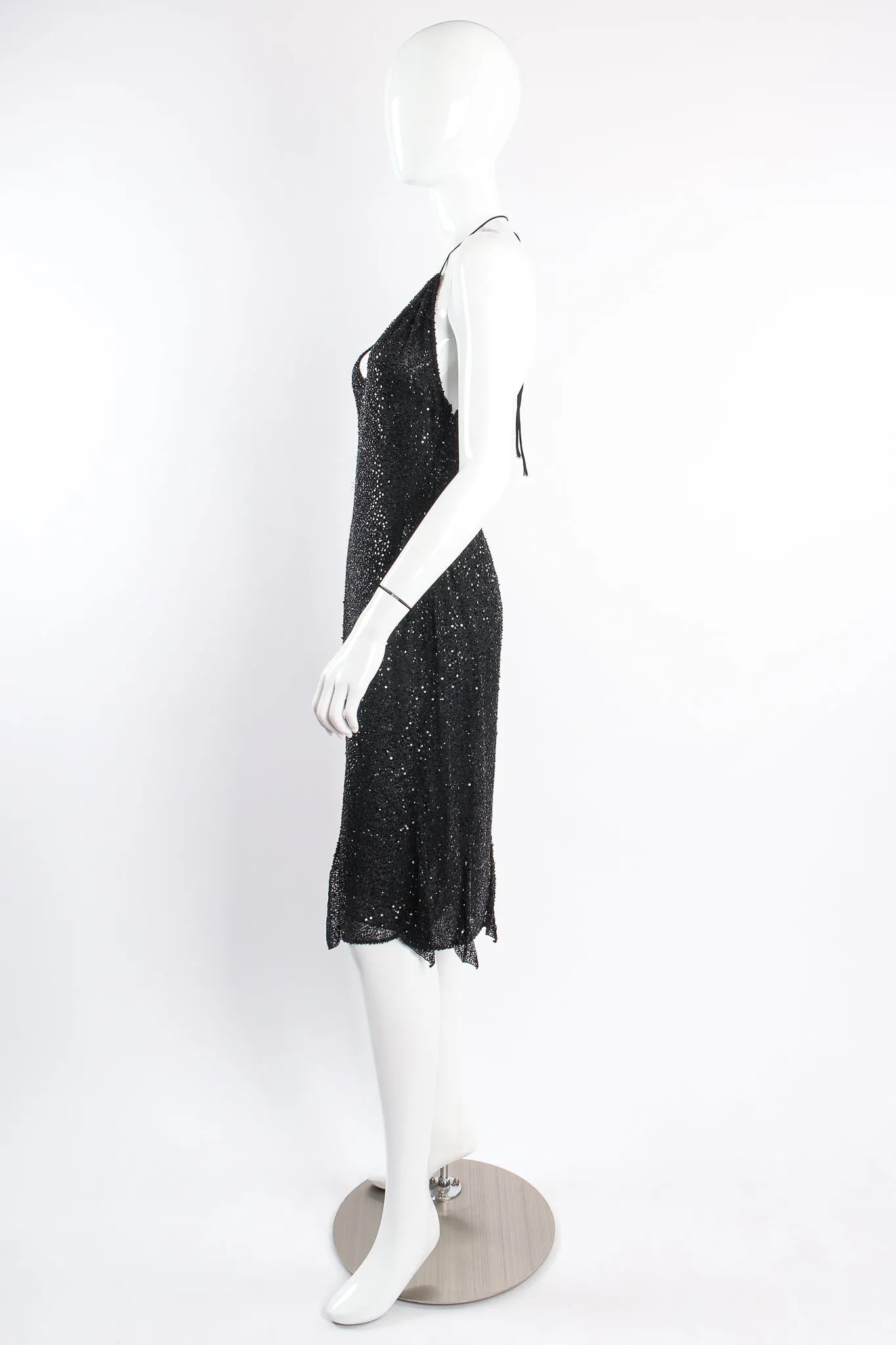 Beaded Sequin Halter Dress