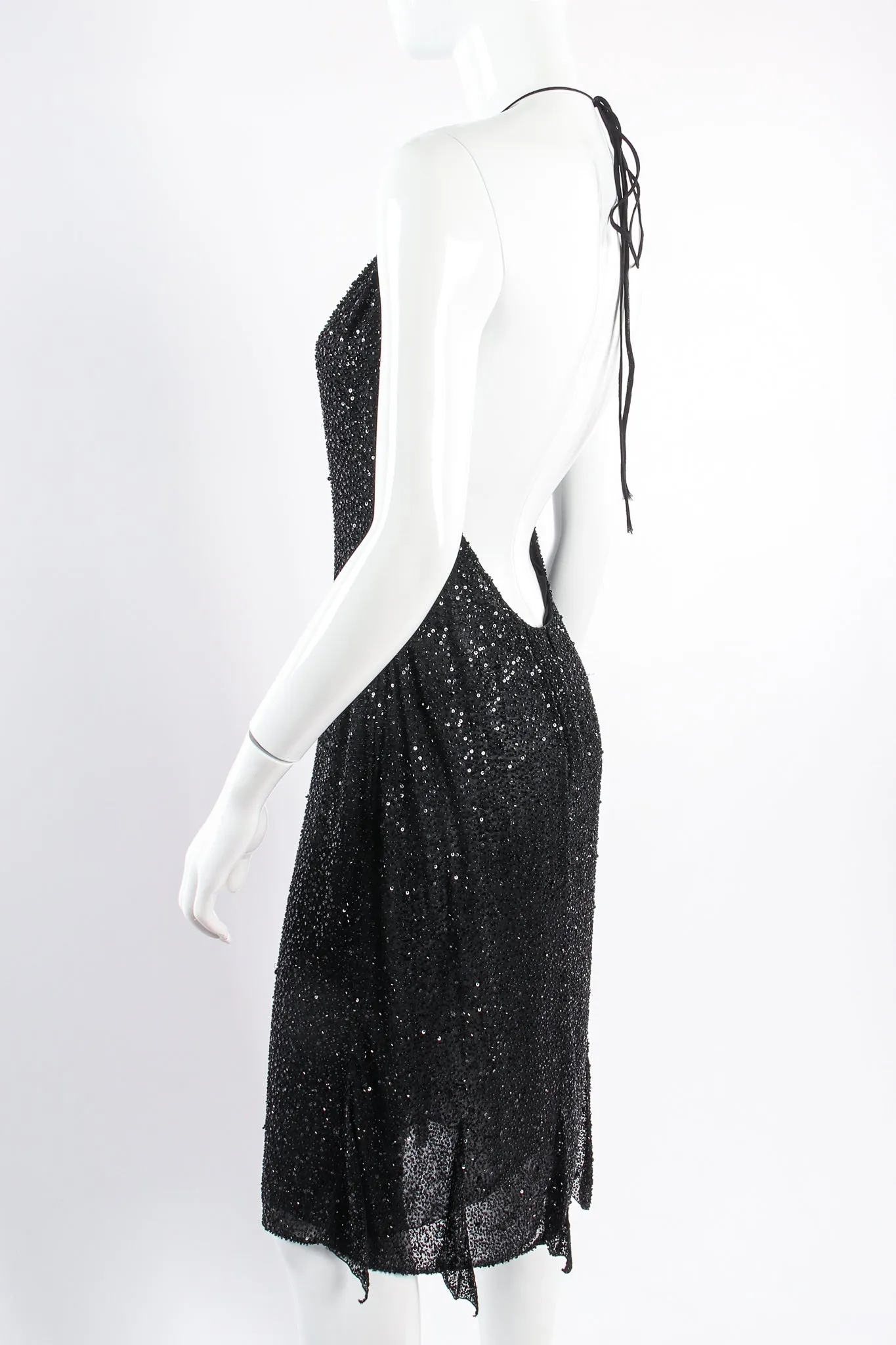 Beaded Sequin Halter Dress