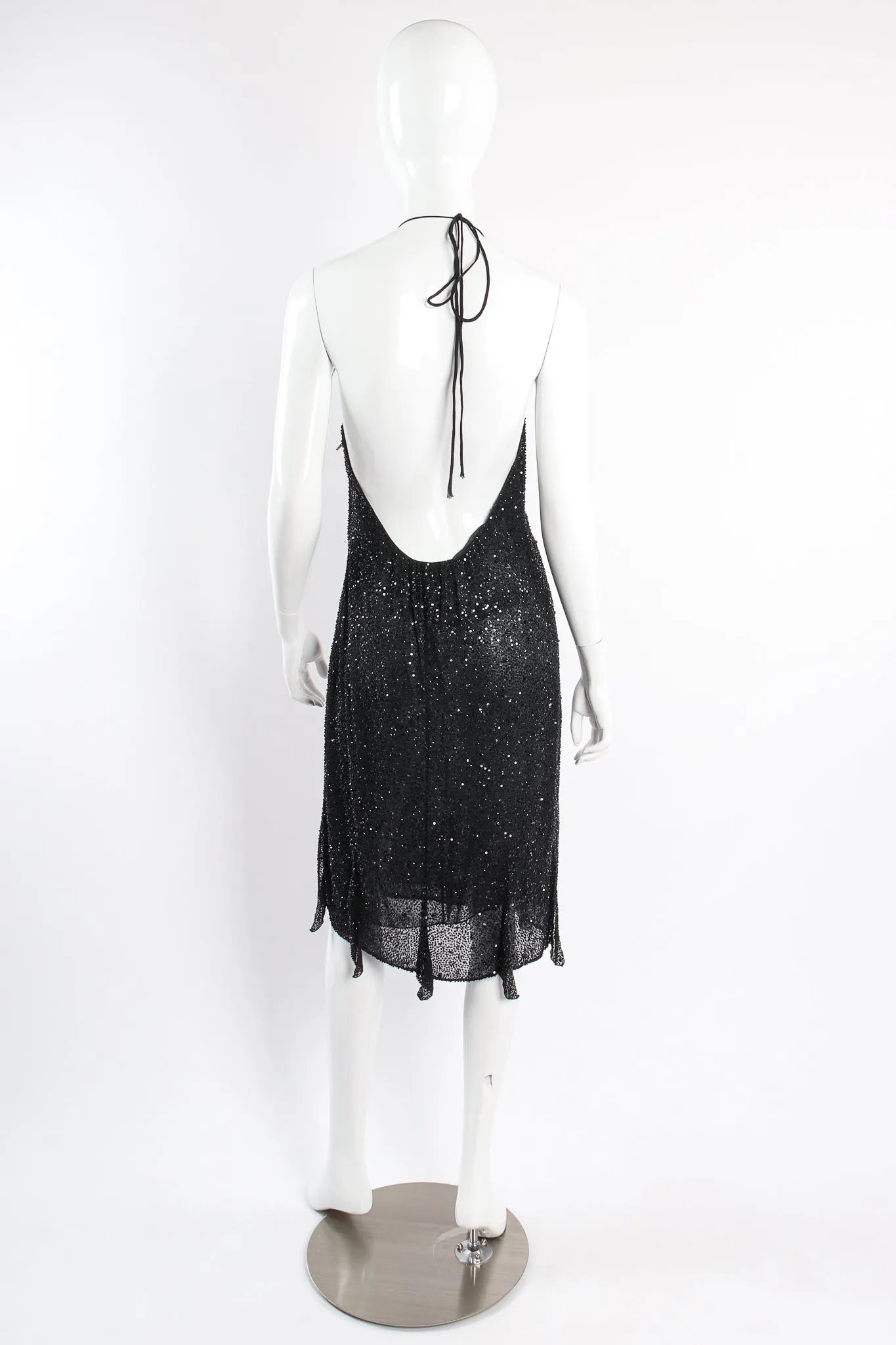 Beaded Sequin Halter Dress