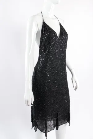Beaded Sequin Halter Dress