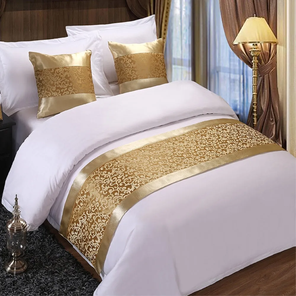 Beautiful Floral Jacquard Bed Runner Optional Pillowcases