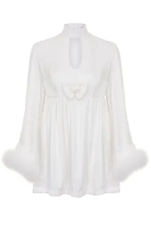 Bebe Bridal Marabou Trimmed Babydoll Dress- Made to Order