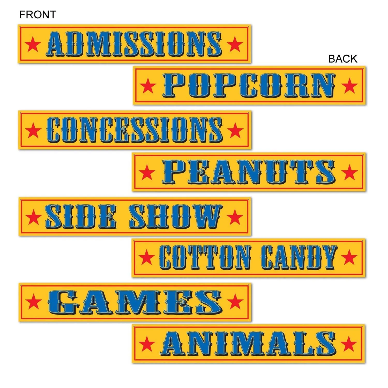 Beistle Circus Sign Cutouts (4/pkg) 4 in  x 24 in  (4/Pkg) Party Supply Decoration : Circus